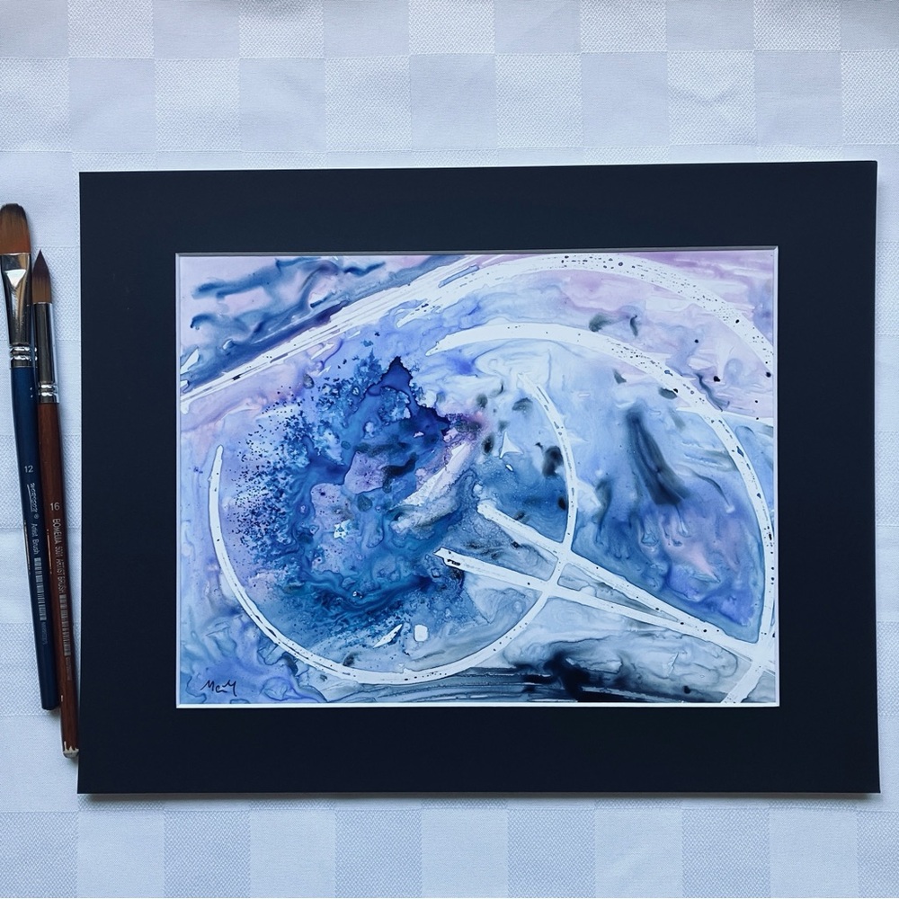 Abstract Water Themed Watercolor Original Painting